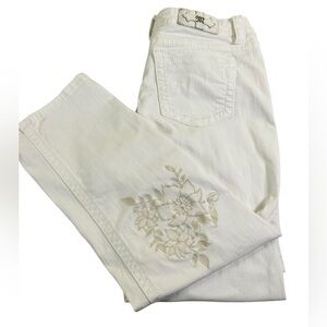 VTG Y2K Miss Me White Floral Embroidered Boyfriend Capri Jeans Sz 31